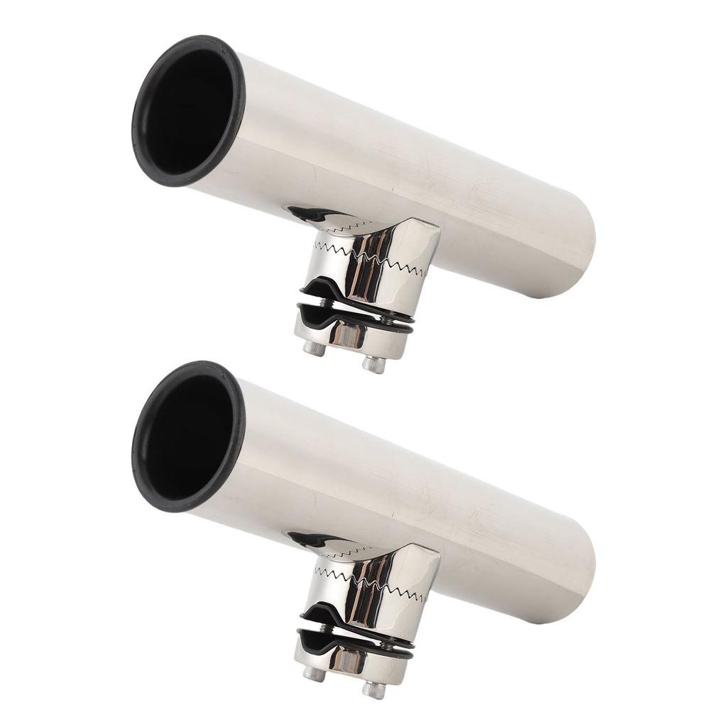 2PCS Tournament Style Boat Fishing Rod Holders Stainless Steel Clamp On Rail Mount Fishing Pole Holders Mounted To