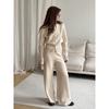 Women Slim Temperament Knitted Button Cardigan Straight Pants Casual Two Piece Set