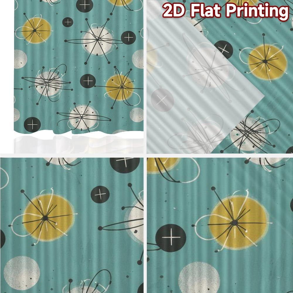 2D FLAT PRINTING 2pcs Curtains (Without Rod) Retro Atomic Design Popular Curtains Machine Washable Fabric Curtains Decorations