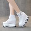 Fashion 2025 Autumn Canvas Vulcanize Platform Sneakes Women Shoes Black Sneakers Chunky Heel White Women Fashion Casual Shoes 11cm