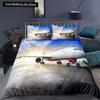 Airplane King Queen Full Duvet Cover Vintage Fighter Bedding Set for Kids Teens Adults Sky Clouds Grey 2/3pcs Soft Quilt Cover