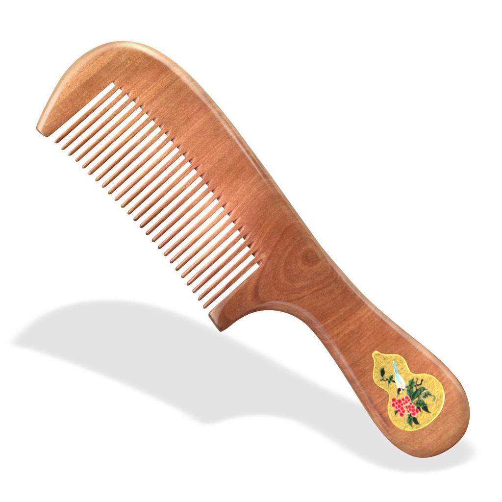 Nanmu Gold Painted Hairdressing Comb - Smooth Finish Women's Souvenir Gift