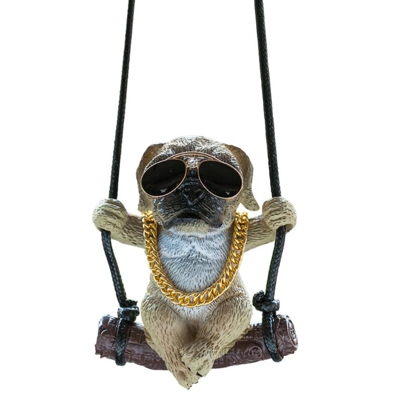 

Resin Cute Dog Car Rearview Mirror Ornaments Swing Dog Hanging Pendant Auto Accessories Car Interior Ornaments Gift 1