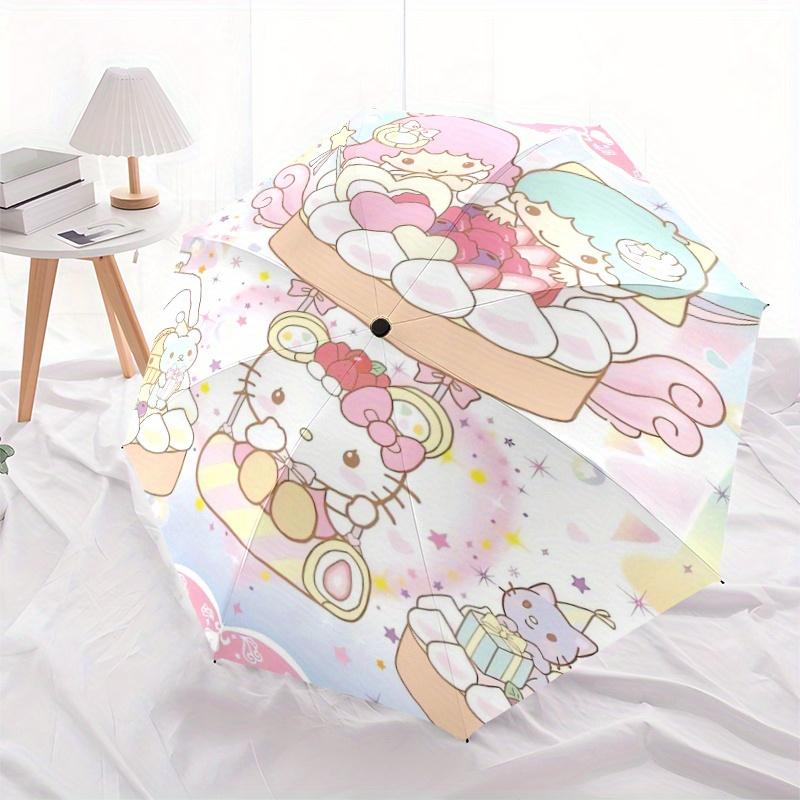 Little Twin Stars & Hello Kitty Automatic Opening and Closing Folding - A Good Choice for Gifts, Fashionable and Convenient Umbrella With Cute Cartoon