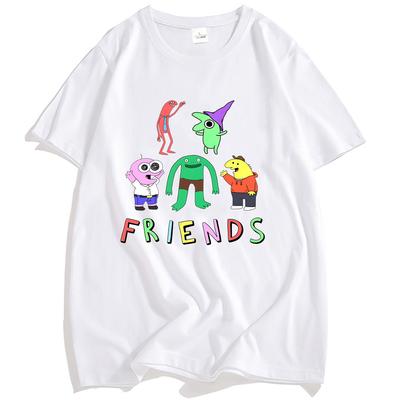 Smiling Friends Cartoon Print Tshirts O-neck Fashion Anime Graphic T-shirt Short Sleeve Cotton Men Women Tees Loose Streetwear