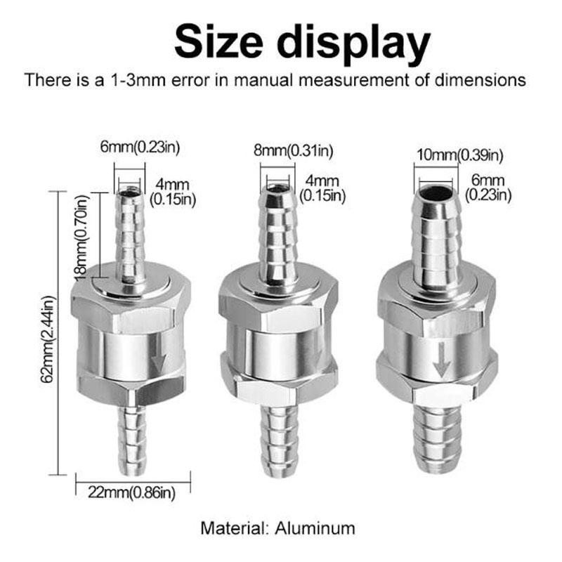 One-way Non-return Check Valve Fuel Water Gas Air Vacuum Aluminum Alloy Petrol Diesel Water Fuel Line Way