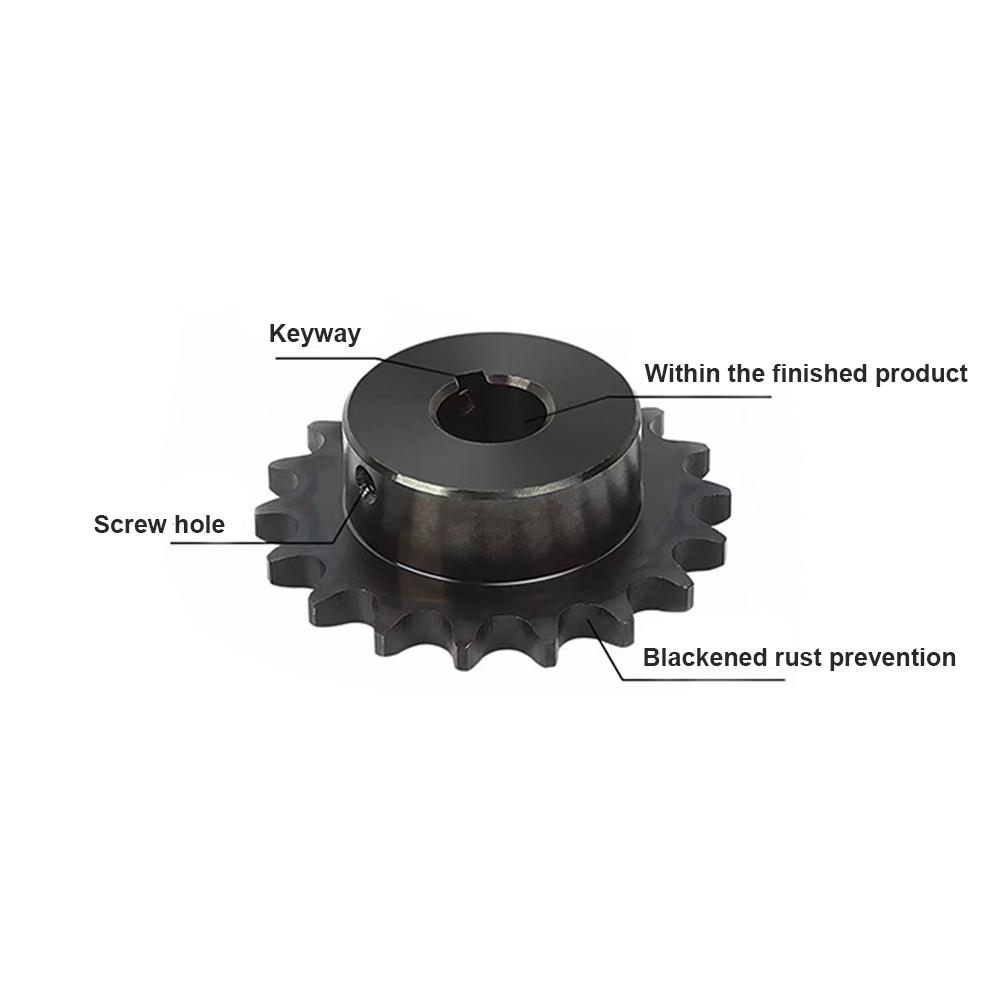 4-point 08B Sprocket Industrial Gear 22T-30Teeth 45 # Steel Inner Hole: 20-40mm Steel Blackened 08B High-frequency Quenching