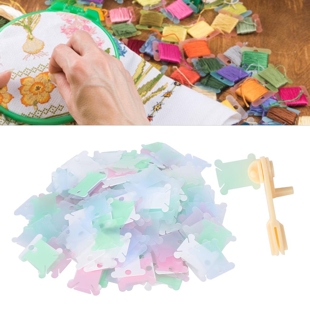 240 Stück Zahnseide Spulenkarten DIY Transparentes Plastik Stickerei Nähen Wickelplatte Zubehör