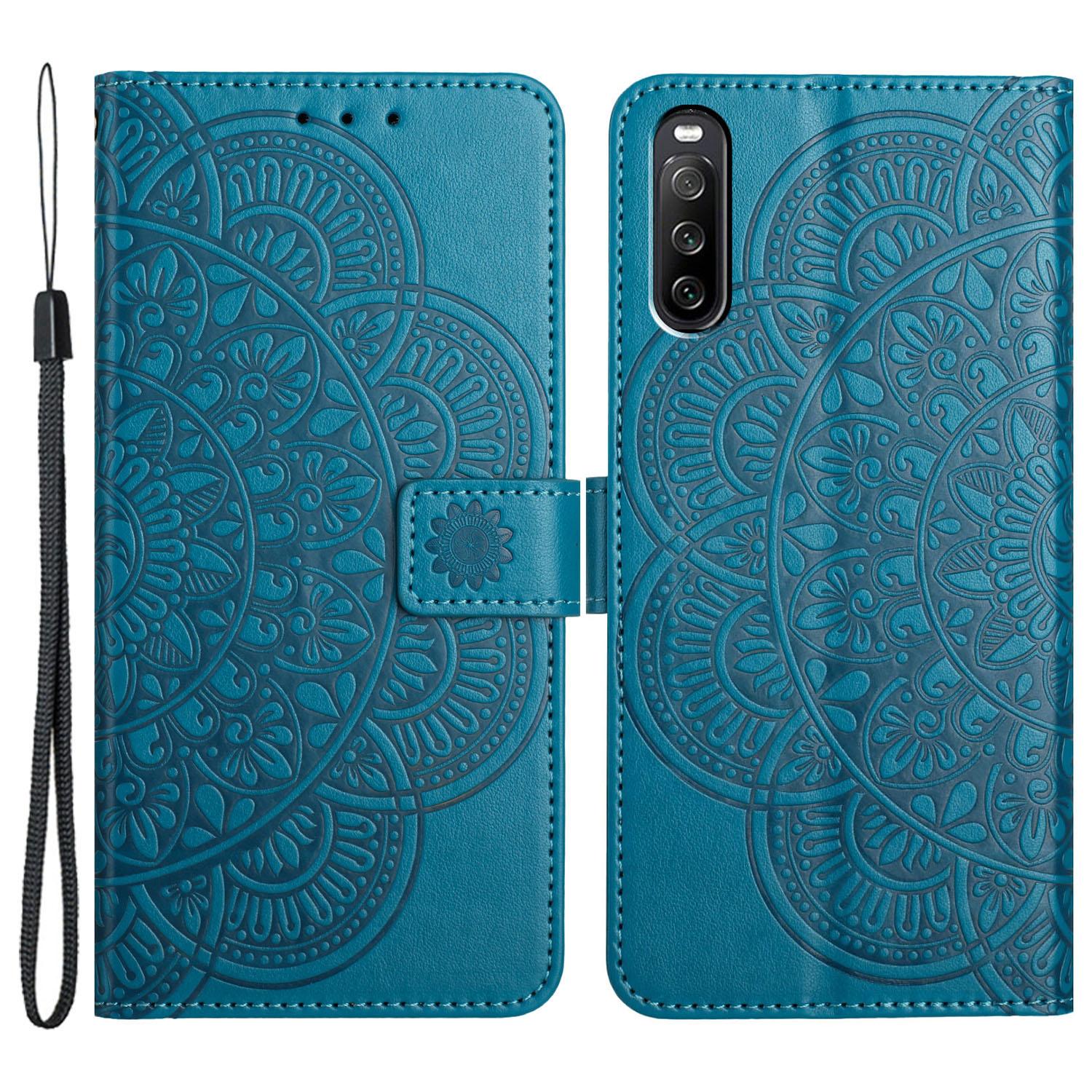 

Кожаный чехол для телефона Sony Xperia 10 V с магнитной застежкой и сумочкой Blue