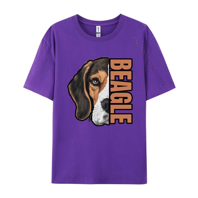 Beagle HalfFace Tshirt Gift TShirt Youthful T Shirts For Men Cotton Tops  Tees Street Cheap Pop Art