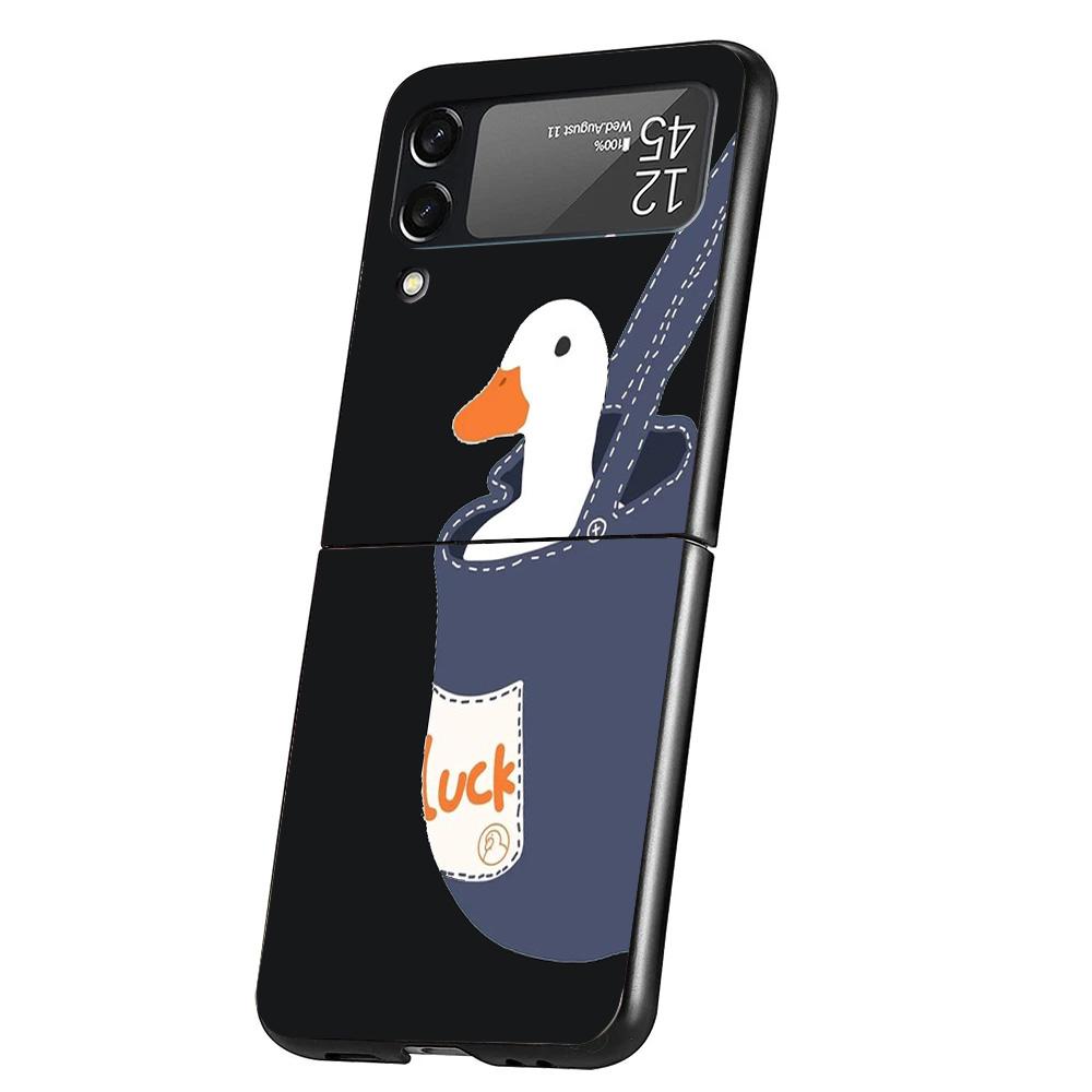 Cartoon Duck Goose Game Cover Phone Case For Samsung Galaxy Z Flip 7 6 5 4 3 5G Flip7 Flip6 Flip5 Flip4 Flip3 Black Fundas Shell
