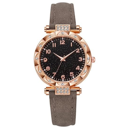 Quartz Watch for Women Luminous Compact Wristwatch Elegant Arabic Numerals Watch Easy Night Reading серый