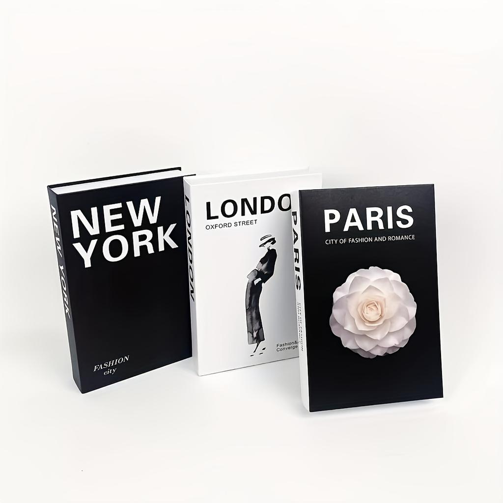 3er-Set Hardcover-Bücher im Faux-Look – Papiermaterial, schicke Wohndekoration für Wohnzimmer und Schlafzimmer, moderne dekorative Buchornamente,