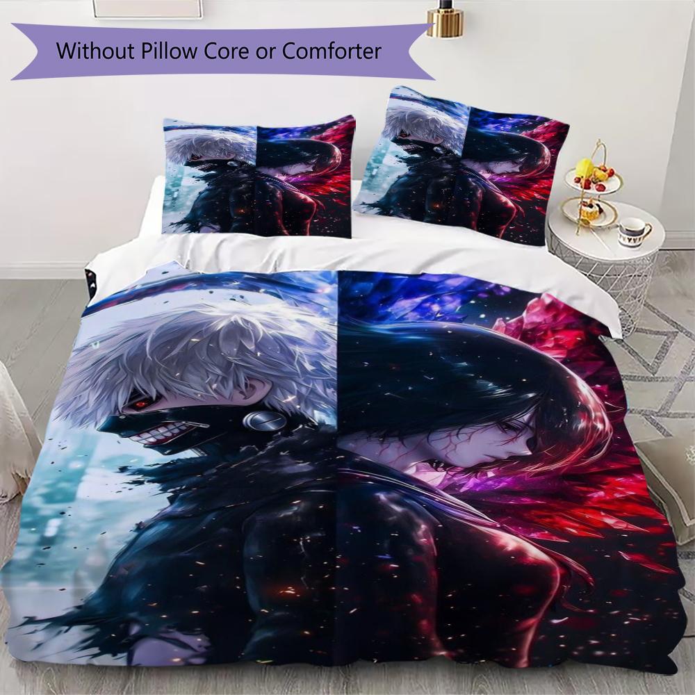 Tokyo Ghoul Pattern Bedding uilt Set uilt Cover Pillowcase Home Decoration Birthday Gift (1 * duvet cover + 2 * pillowcase without core)220
