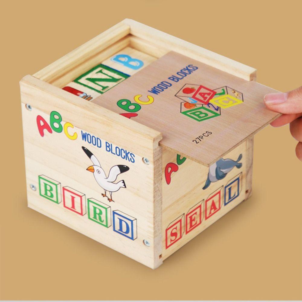Alphabet & Number Wooden Building Blocks Early Education Number Stacking Blocks  Kids Toy