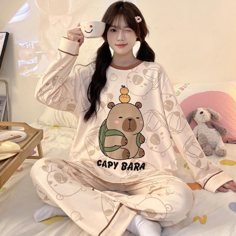 Women's Autumn/Winter Pajama Set: Cute, Girlish Long-Sleeve, Loose, Casual Homewear