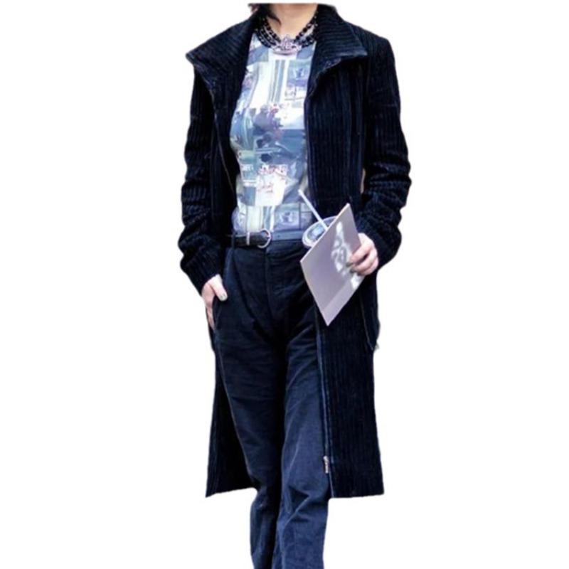 Herbst und Winter neuer Cord Damenmantel Wunsch Qualität Trenchcoat mit Reißverschluss Mantel