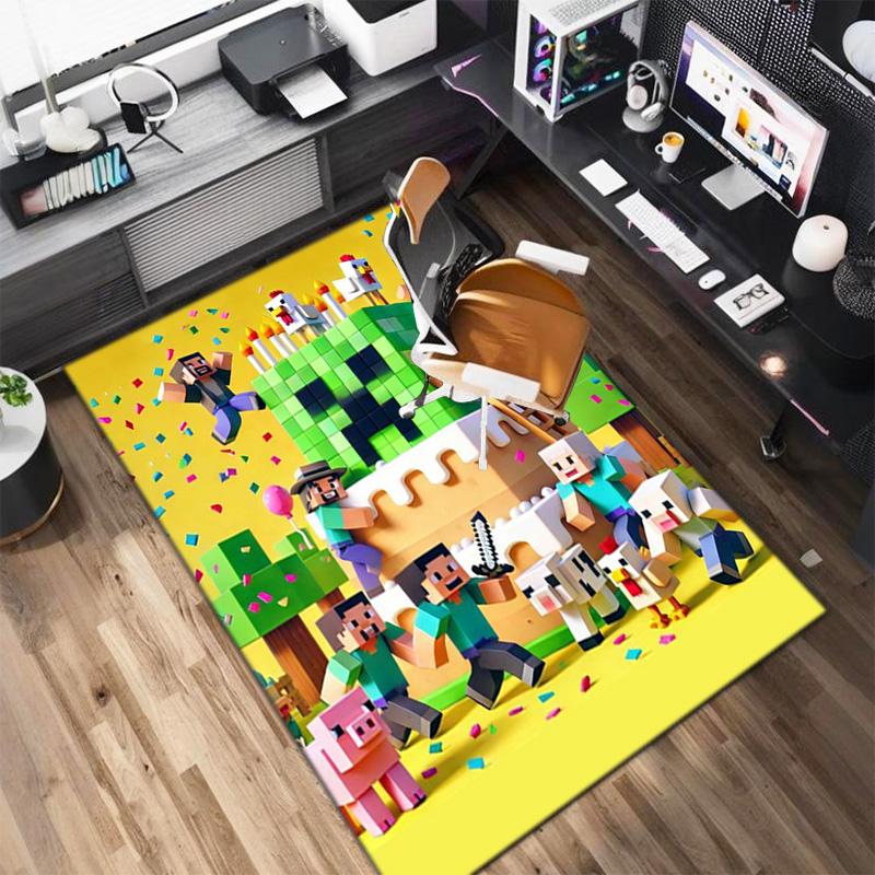 Classic Sandbox Xbox Game Minecraft Carpet Carpet Home Living Room Decoration Table and Chairs Anti Slip Door Mat Outdoor Picnic Mat Carpet A10