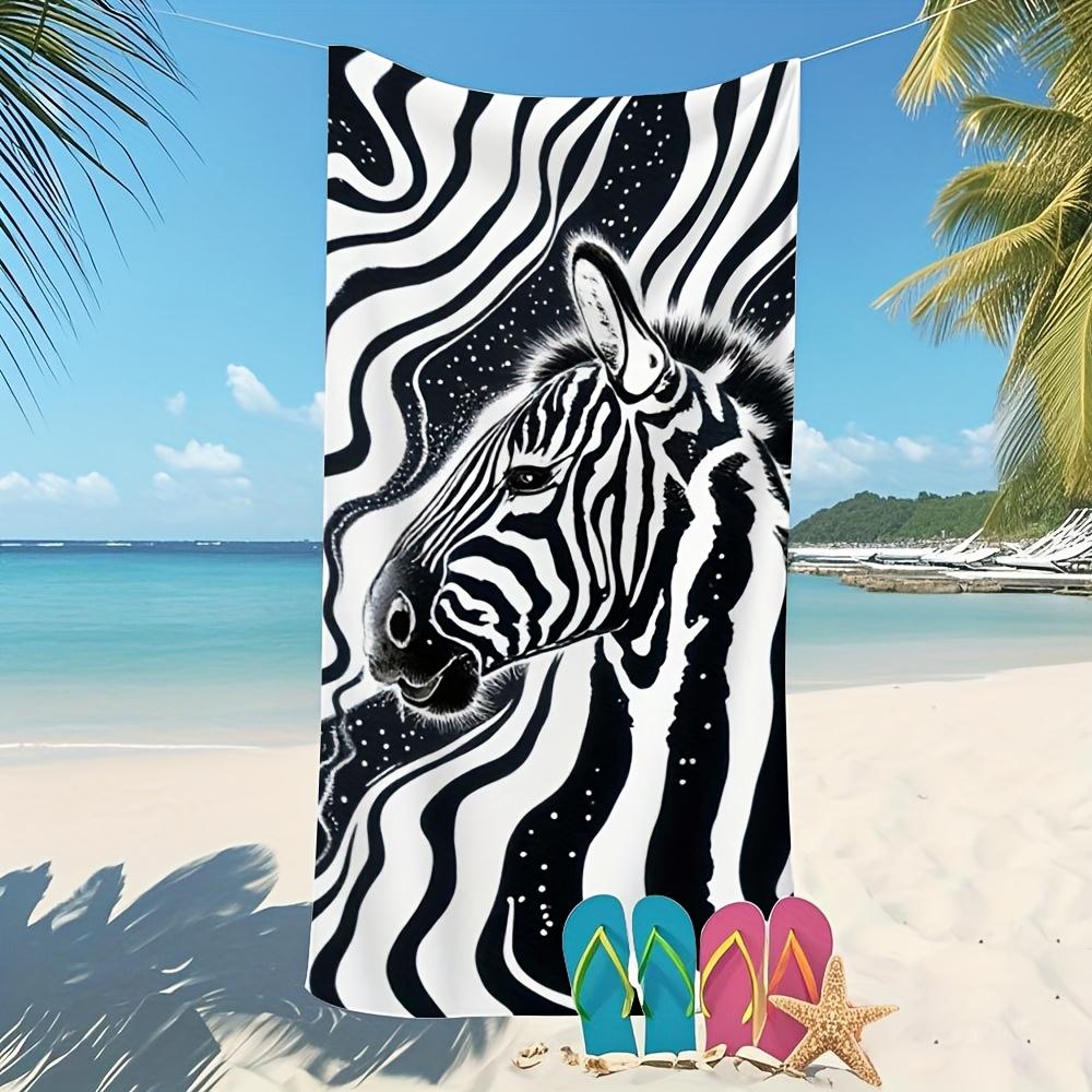 Set of Microfiber Bath Towels with Single Zebra Stripes - Quick Drying, Extremely Absorbent, Ultra-Fine, Contemporary Design