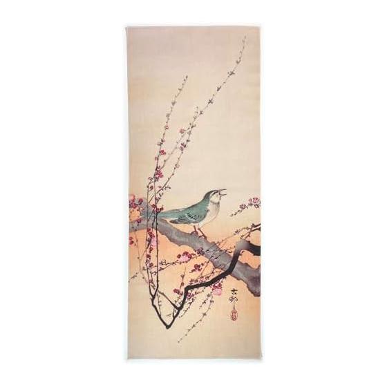 Ukiyo-e Tenugui: Plum Blossoms and Nightingale by Ohara Koson