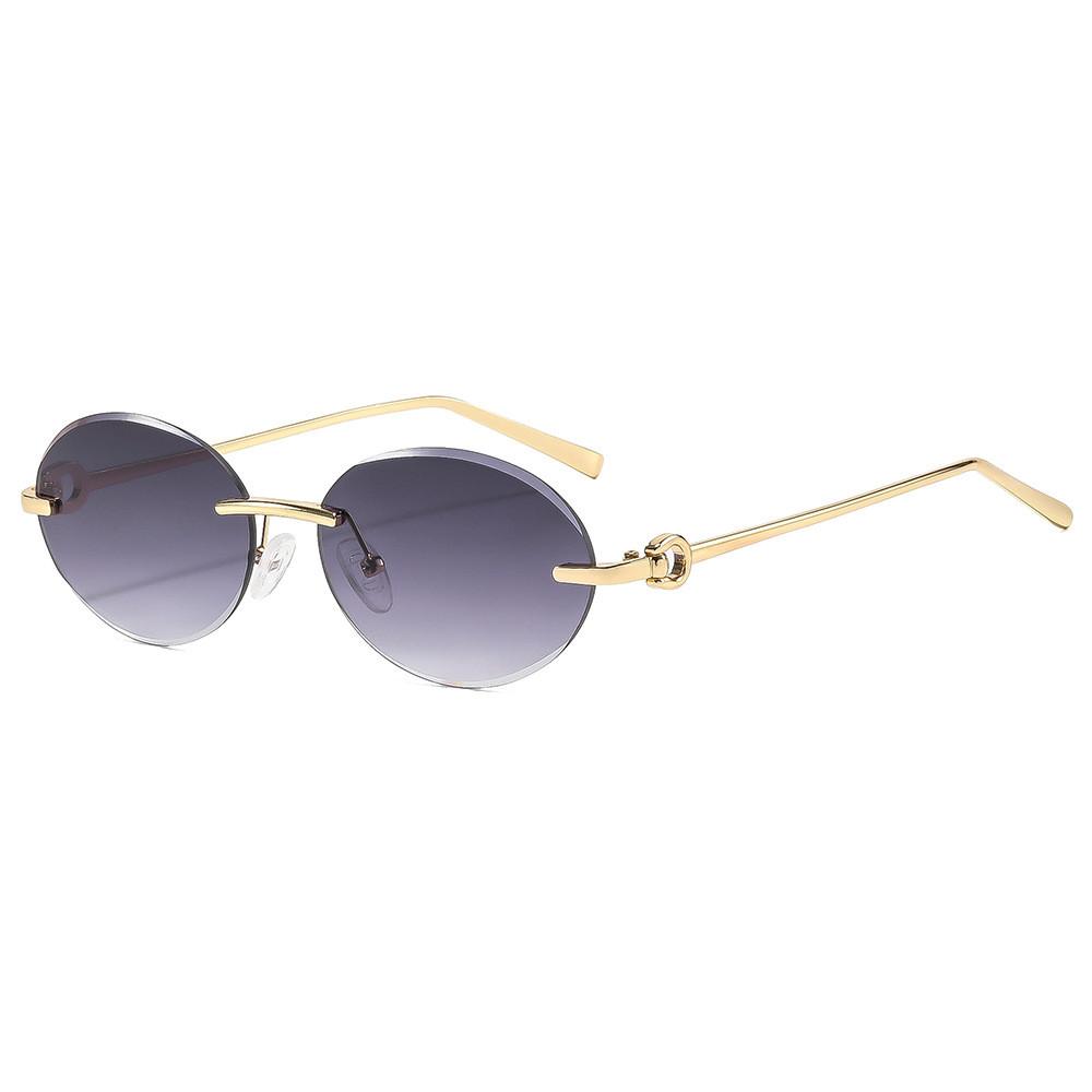 Elliptical Unisex Metal Frame Sunglasses With Uv400 Protection For Outdoor Fashion And Travel