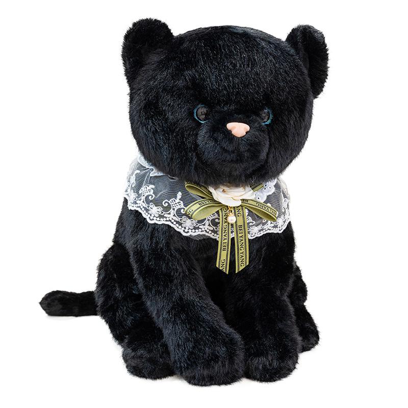 

New 33cm/45cm Cute Lifelike Cat Plush Toy Simulation Soft And Comfortable Black Cat Kitten Stuffed Toy Birthday Gift 33cm