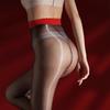 3D Oil Shiny High Waist Deep Crotch Skinny Leg Tights Women Sexy Ultra Thin Transparent Stockings One Line Crotchless Lingerie
