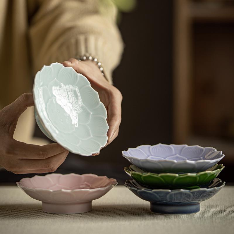 Ceramic High-Legged Tea & Pastry Plate - Exquisite Chinese Style for Engagements & Snacks
