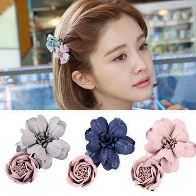 Handmade Fabric Flower Hairpins for Women Girls Sweet 3D Floral Hair Accessories