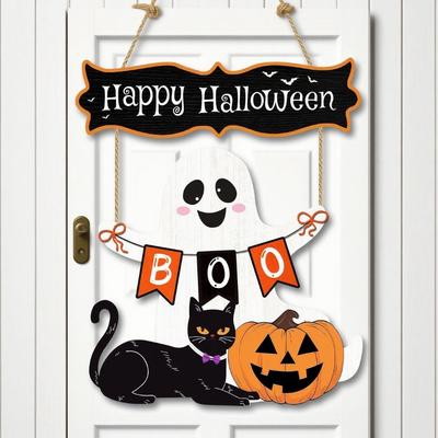 Neuer Fröhlicher Halloween Türhänger Anhänger Holz Kürbis Türkränze DIY Hof Ornament Heimdekoration
