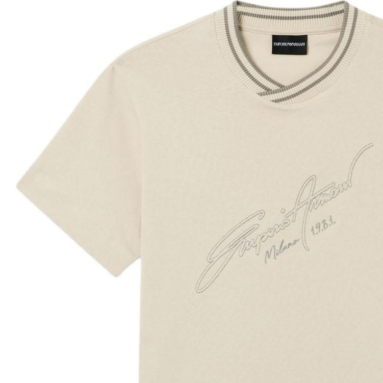 Emporio Armani Single-Sided Knitted Embroidered Short Sleeve T-Shirt Men Tops EM005734-AF13715-U1156