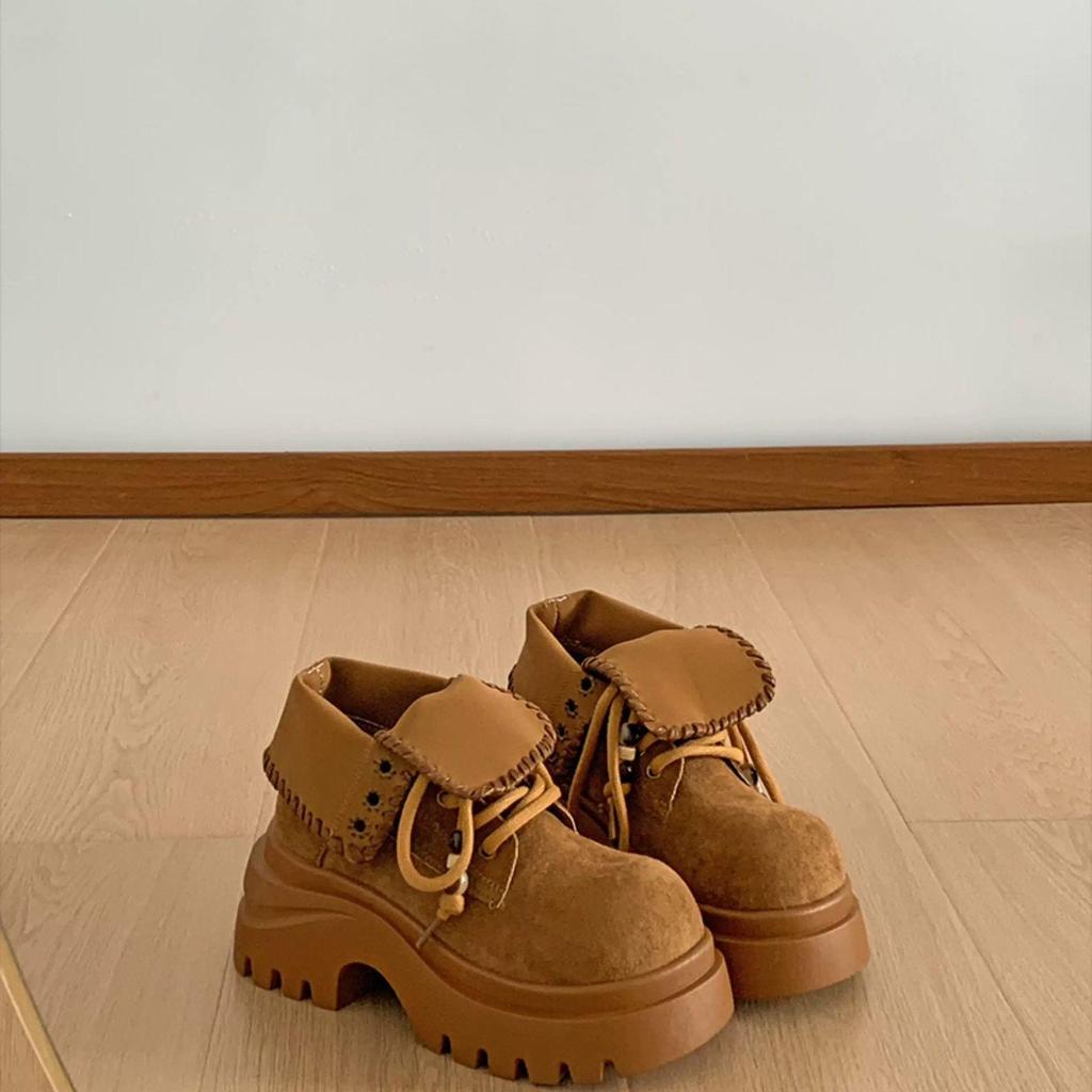 British-Style Petite Platform Martin Boots - Women's Vintage Autumn Short Boots with Height-Enhancing Slimming Effect