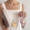 Dopamine Candy Color Oval Pendant Long Necklace