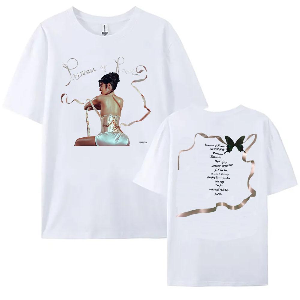 

Женская одежда МАРИНА ПРИНЦЕССА СИЛЫ Футболка с принтом альбома Летняя Хлопковая Мягкая Уличная Футболка для Женщин XXL белый