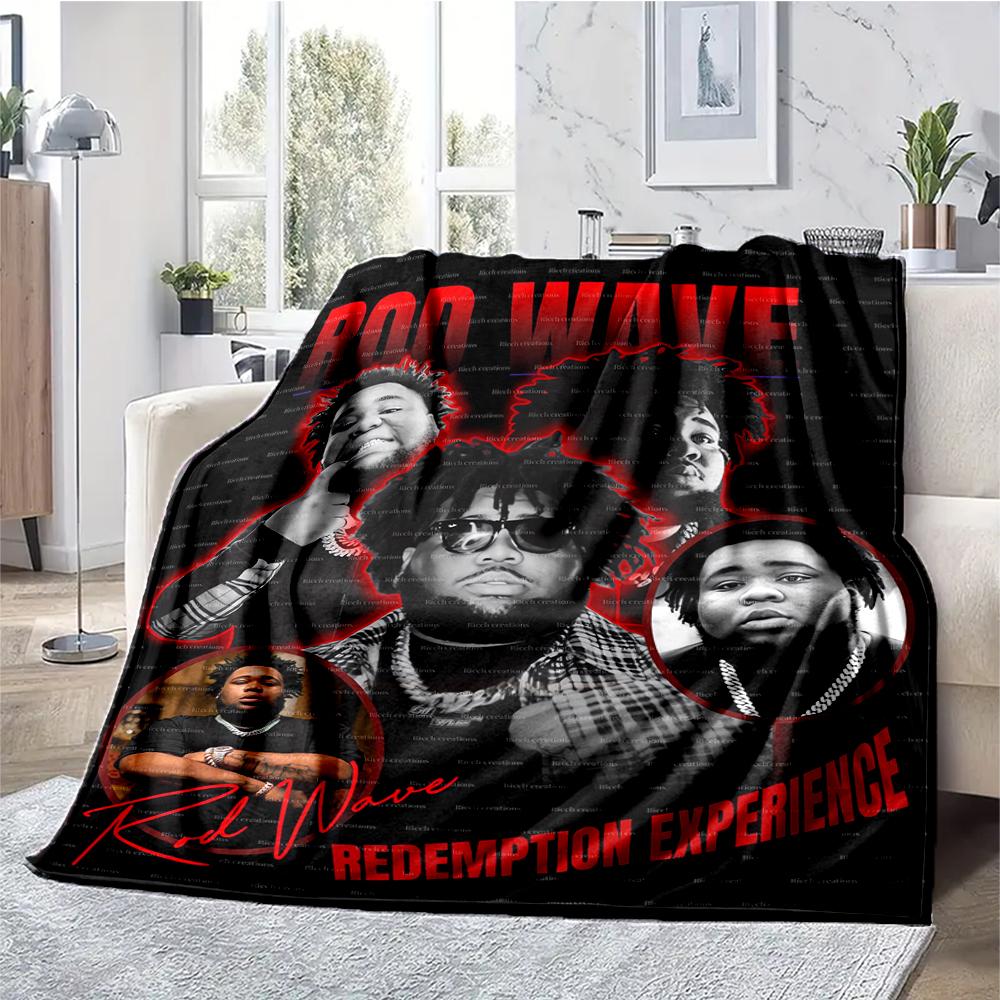 Rod Wave Theme Printed Blanket - Perfect for Couch, Bed, Travel & Outdoor Use | Machine Washable, Cozy & Durable.
