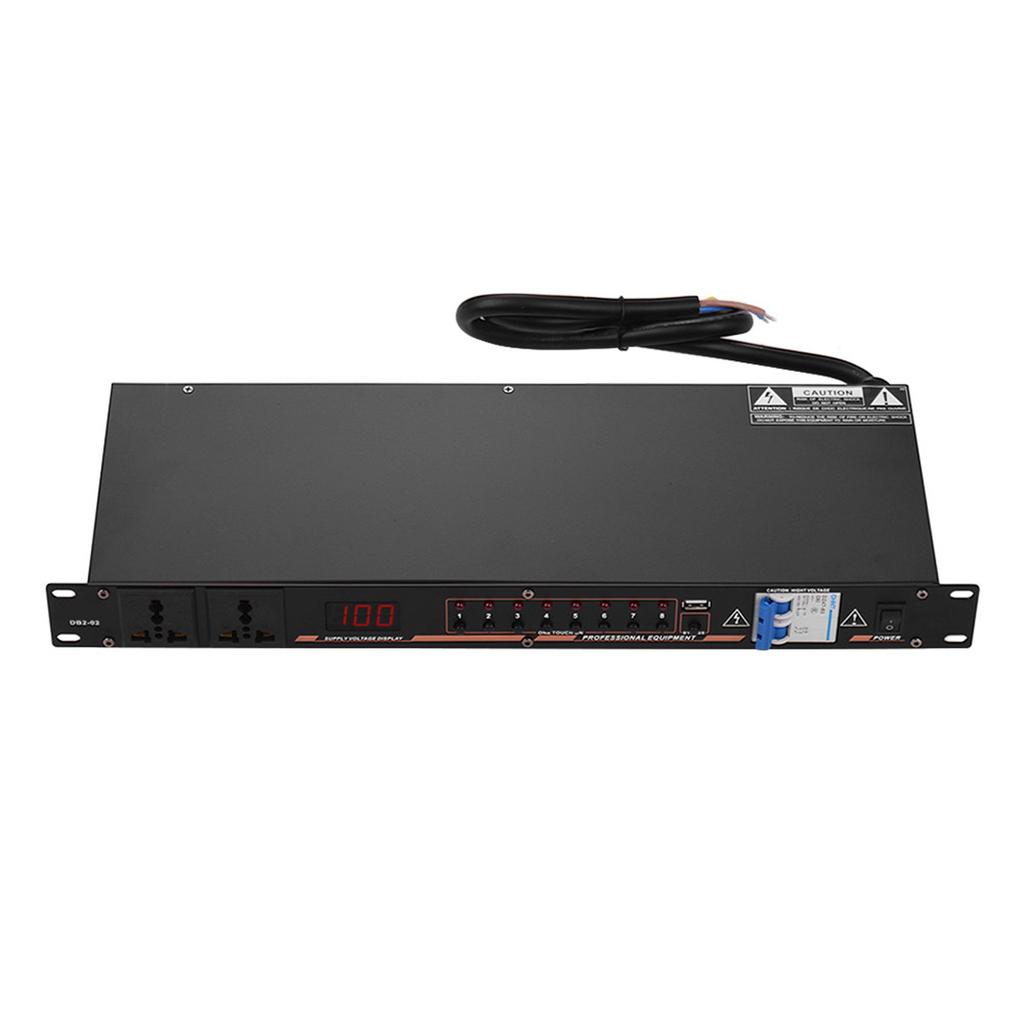 DB2 02 10 Outlet Rack Mount Power Sequence Controller Conditioner Surge Protector Power Supply Regulator with LED