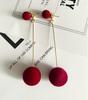 Korean Black Velvet Ball Drop Earrings - Elegant Autumn/Winter Style for Women