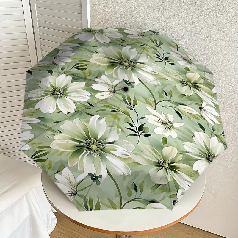 1PC Floral Pattern Automatic Open/Close Umbrella Compact Folding Umbrella with 8-Rib Shaft Lightweight Esign, Highquality Fabric1145A