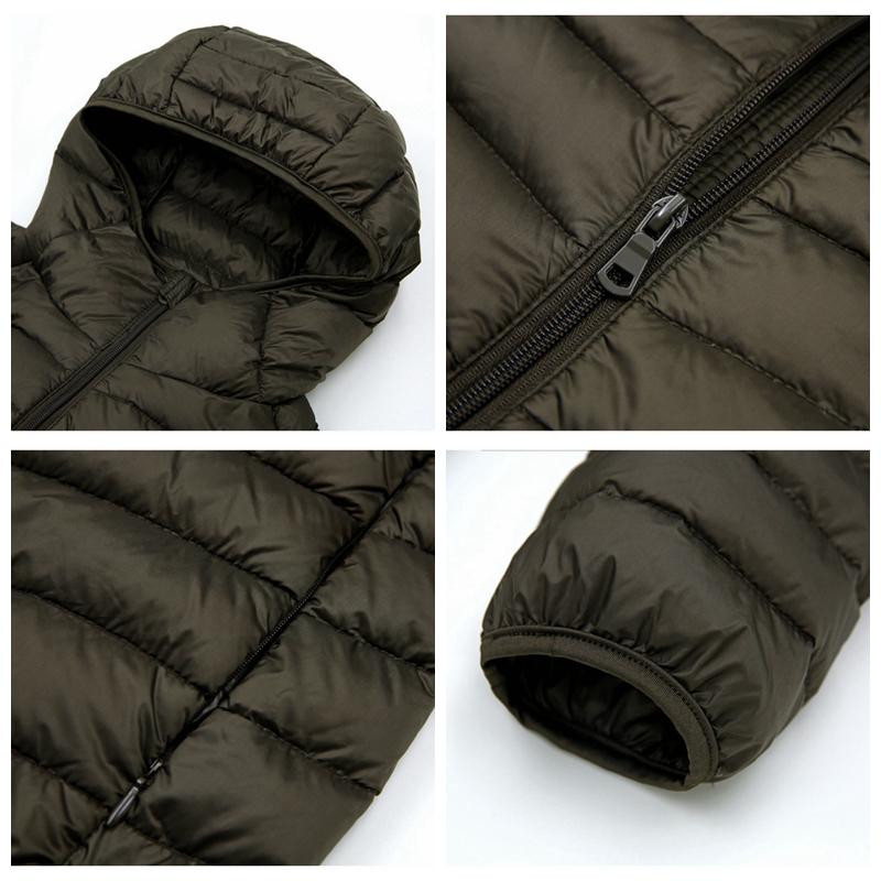 Down Jacket Men's White Down Super Light Down Jacket Men's Lightweight Thermal Coat Hooded Feather Coat