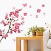 Wall Paper 3D Pink Cherry Blossom Wall Sticker Art Home Decor Graphic Flowers Petals Tree Stickers