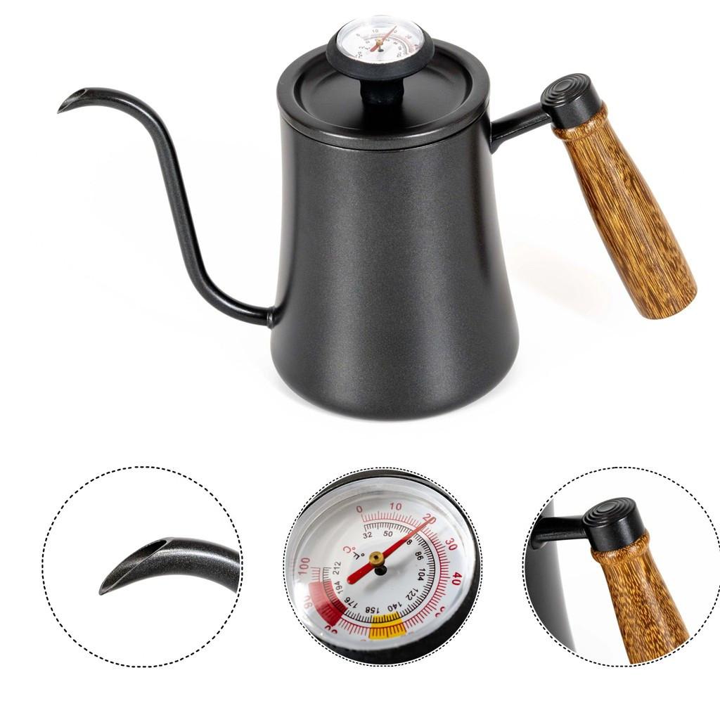 Schwanenhals Pour Over Kaffeekanne Hochpräzises Thermometer Teekanne 304 Edelstahl Wasserkocher