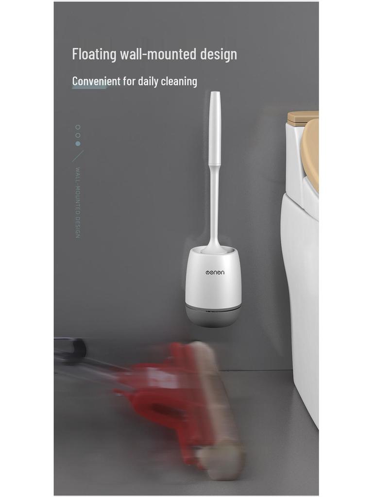 Wall-Mounted Soft Bristle Toilet Brush with Long Handle for Floor Cleaning