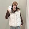 Women's winter hooded color matching cotton clothes vest top solid color warm sports casual sleeveless vest