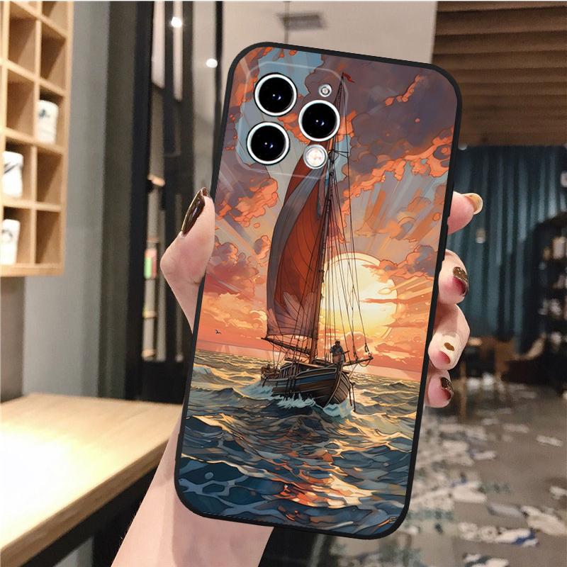 Husa telefon cu barca cu vele pentru iPhone Samsung Galaxy Redmi Xiaomi Oppo OnePlus Note SA 7 8 9 10 11 12 13 14 20 21 22 23 53 54 Pro Max Plus Ultra