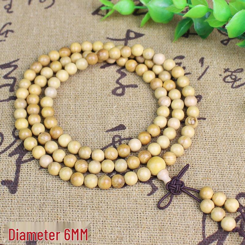 Boxwood Handcrafted Bracelet: 108 Beads, 8MM Wooden Prayer Beads for Men and Women