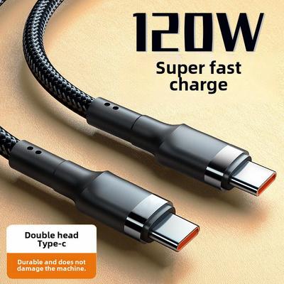 Cabo 6A 120W Carregamento Rápido Duplo Tipo-C PD para Huawei Xiaomi - Design Trançado Transfronteiriço