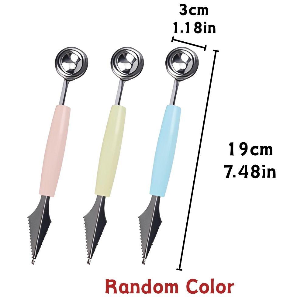 1pc Double Headed Fruit Carving Spoon DIY Ice Cream Salads Desserts Ripple Ball Digger Decoration Kitchen Tool YMY