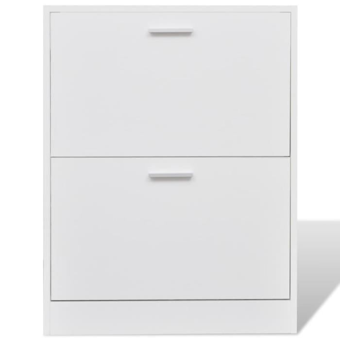 VidaXL Wooden Shoe Cabinet with 2 Compartments White