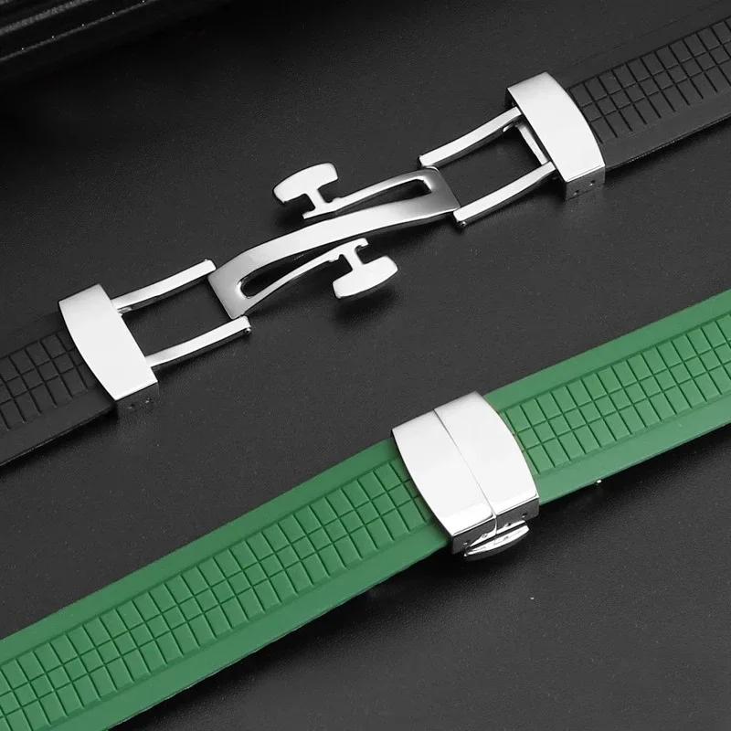 Premium-Grade Soft Rubber Watch Band Aquanaut Fits For Patek Philippe Silicone 5164A 5167A 5168A 21mm Folding Buckle Watch Strap