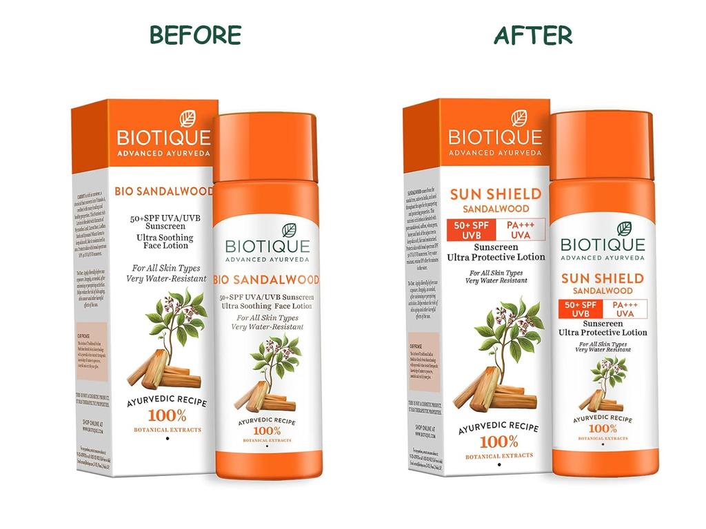 Biotique Sandalwood Sunscreen SPF 50+ Face Lotion 120ml – Water Resistant, Ultra Soothing, Natural UVA/UVB Protection